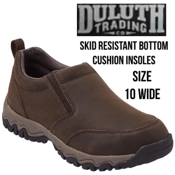 Duluth Trading Co Other - Duluth Trading Brown Leather Slip On Shoes Wild Boar Leather Mocs Size 10 W Wide